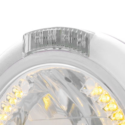 Chrome Classic Headlight H4 With 34 Amber LED & LED Signal - Clear Lens