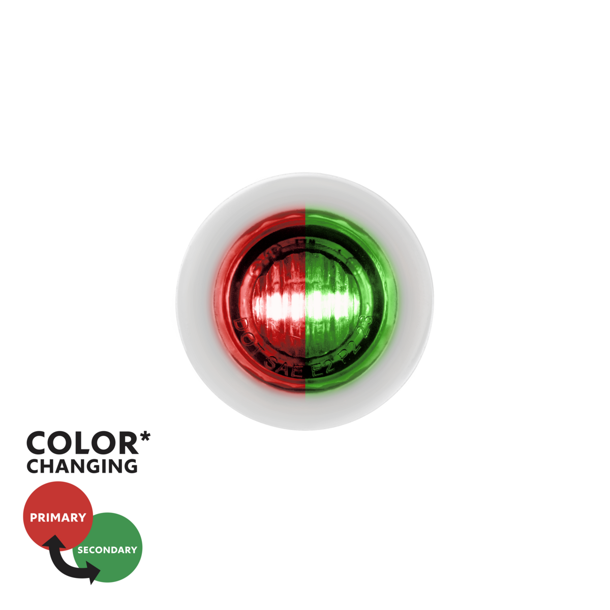 Double Fury 2 LED 3/4" Mini Clearance/Marker Light-Red & Green LED/Clear Lens