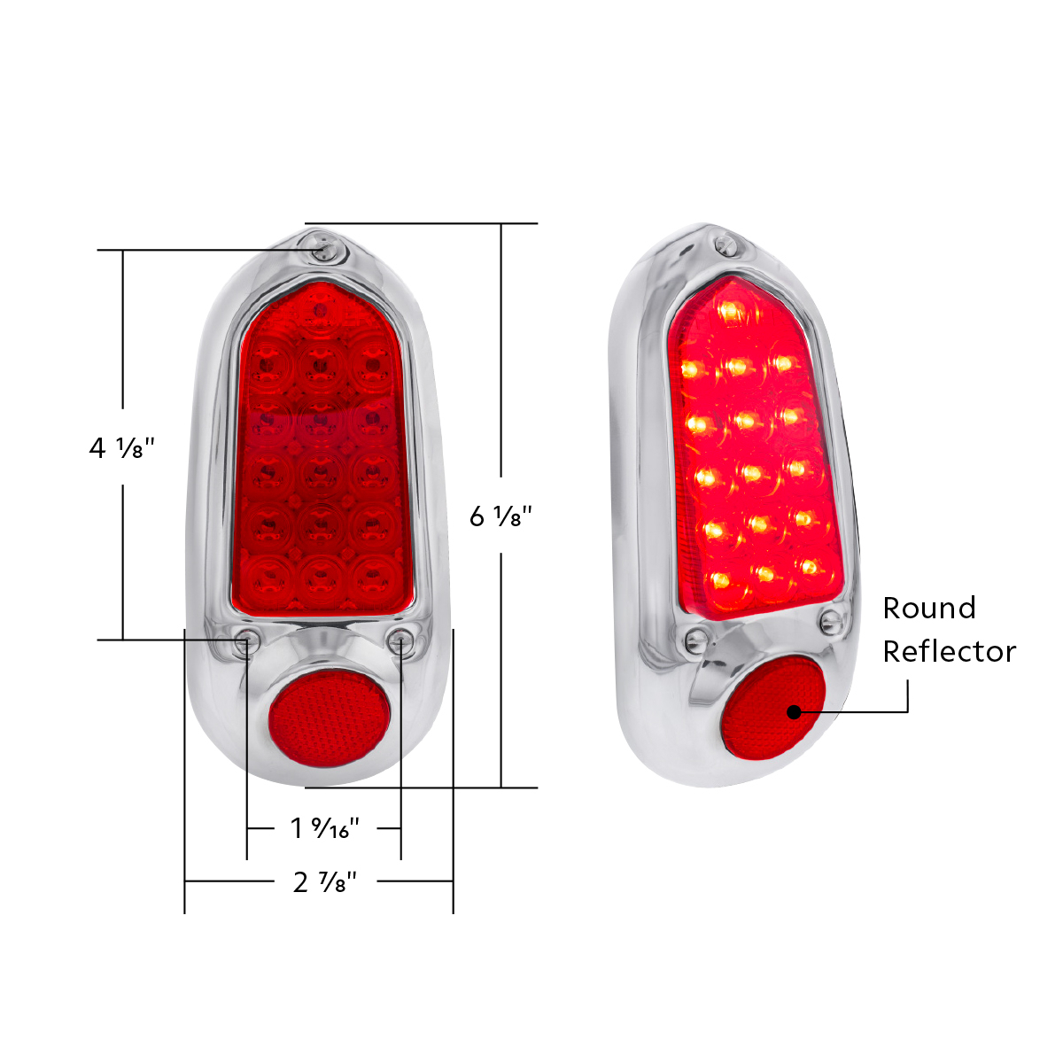 16 LED Tail Light With Stainless Steel Rim For 1949-50 Chevy Passenger Car - L/H