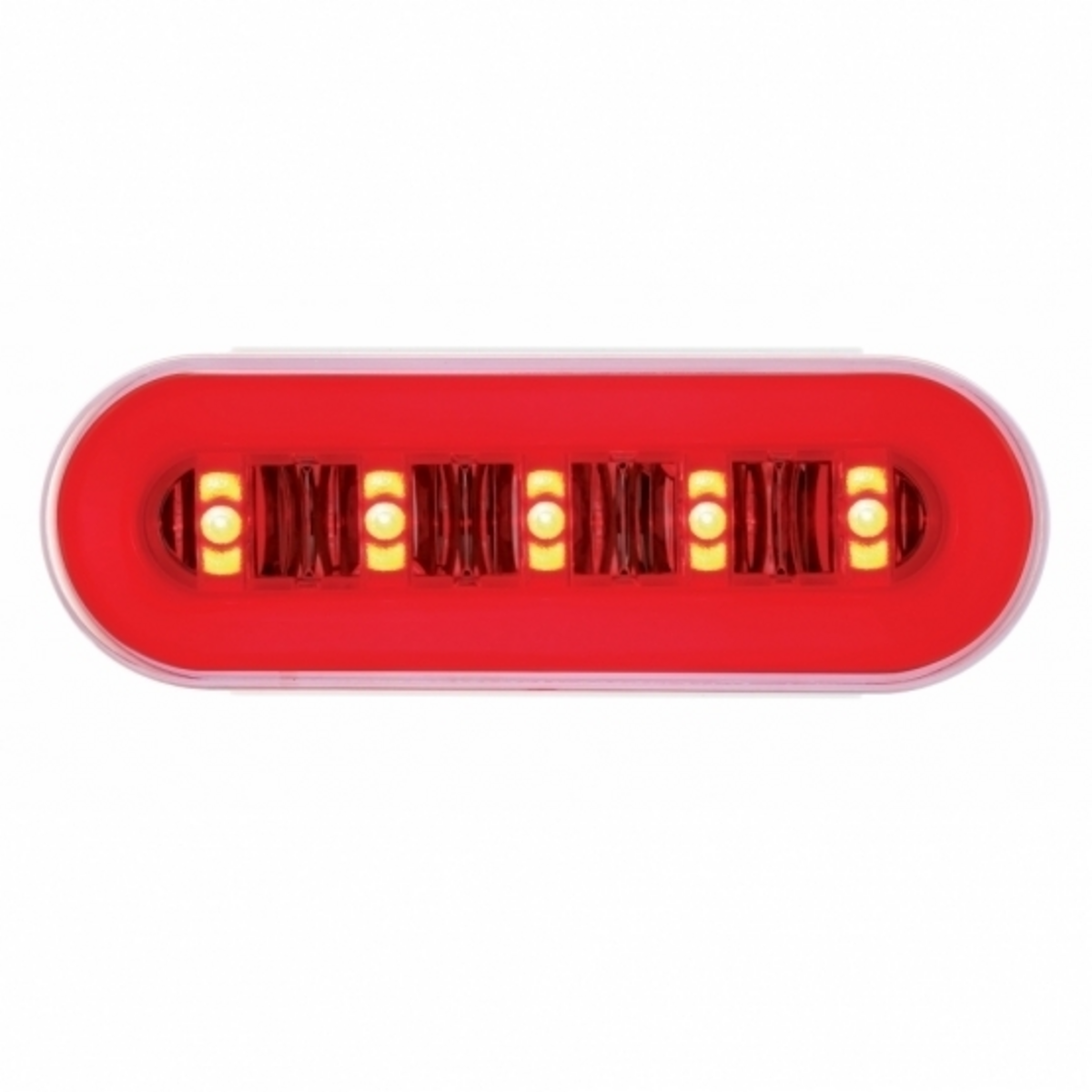 2.5" Bolt Pattern SS Spring Loaded Bar With 6X 22 Red LED 6" Oval GloLight & Visor -Clear Lens (Pair)