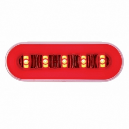 2.5" Bolt Pattern SS Spring Loaded Bar With 6X 22 Red LED 6" Oval GloLight & Visor -Clear Lens (Pair)
