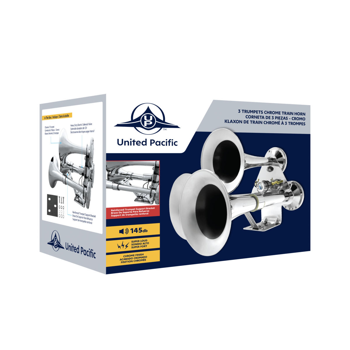 3 Trumpets Air Powered Train Horn With Support Bracket