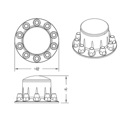 Dome Rear Axle Cover With 33mm Standard Thread-On Nut Covers - Chrome