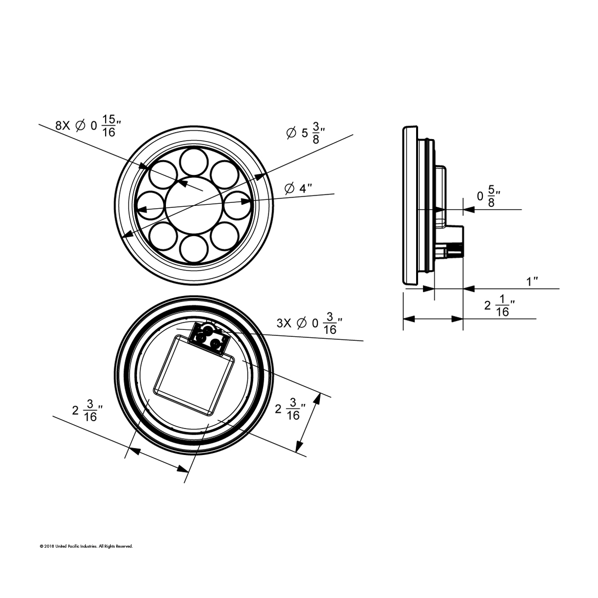 12 LED 4" Round Light Kit (Stop, Turn & Tail) - Red LED/Red Lens