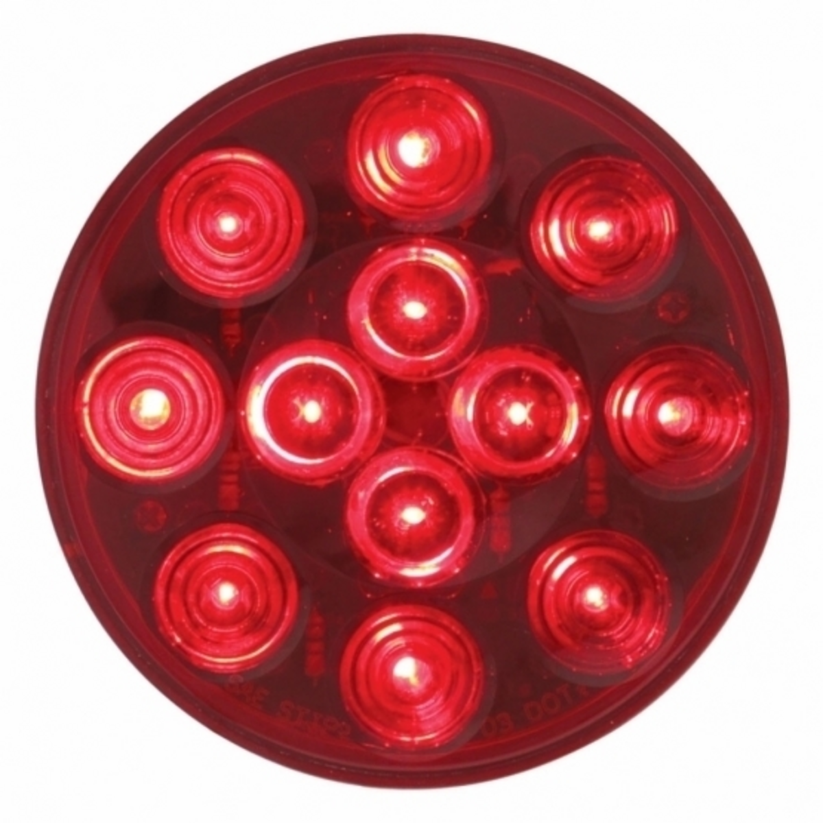 12 LED 4" Round Light Kit (Stop, Turn & Tail) - Red LED/Red Lens