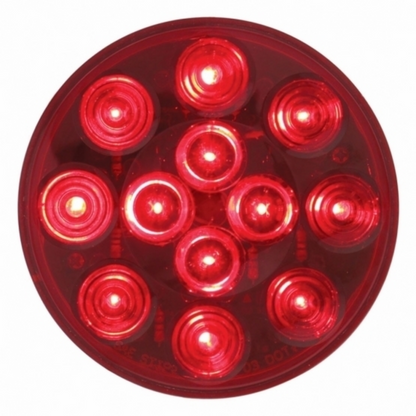 12 LED 4" Round Light Kit (Stop, Turn & Tail) - Red LED/Red Lens
