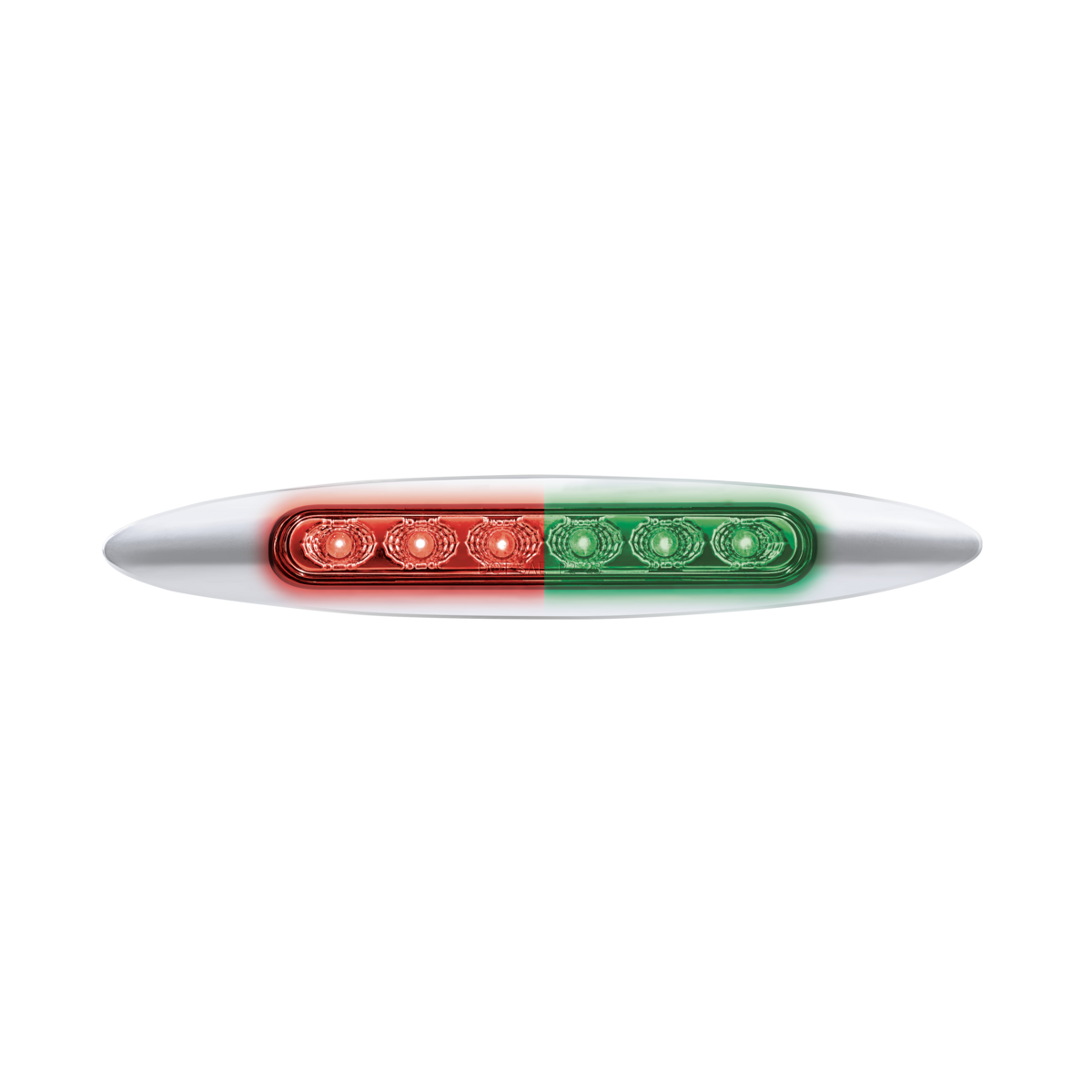 Double Fury 6 LED Dual Function 6" Marker Light With Chrome Bezel-Red & Green/Clear Lens