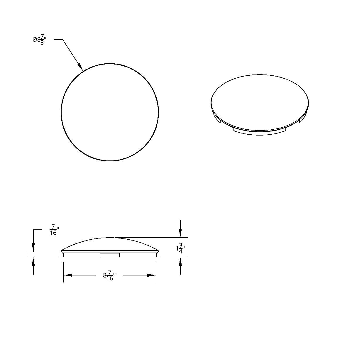 4 Even Notched Chrome Dome Front Hubcap - 7/16" Lip