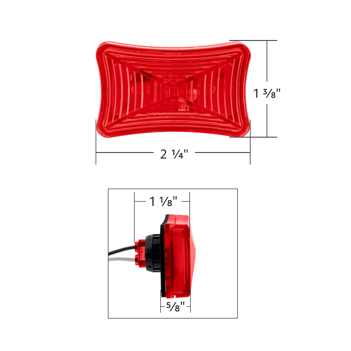 3 LED Rectangular Clearance/Marker Light-Red LED/Red Lens