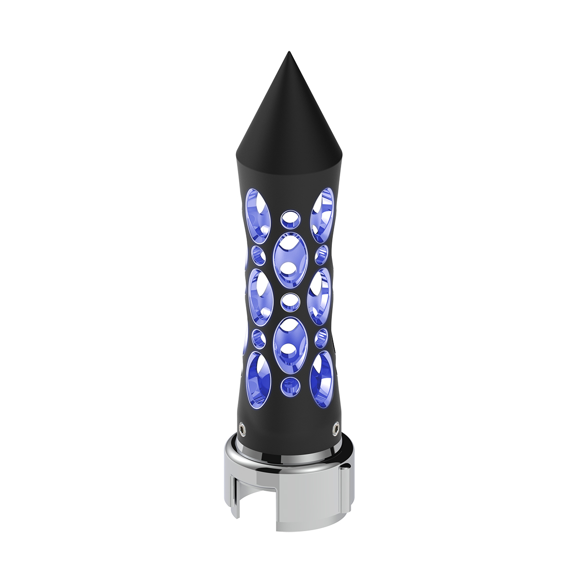 Thread-On Daytona Spike Gearshift Knob With LED 13/15/18 Speed Adapter - Black/Blue LED