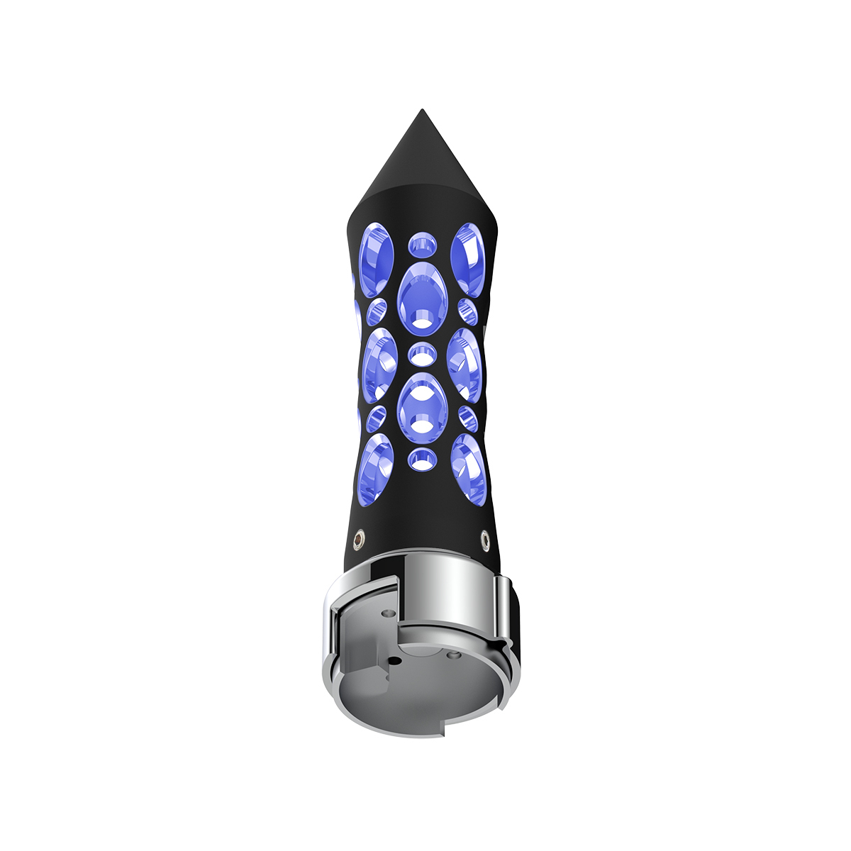 Thread-On Daytona Spike Gearshift Knob With LED 13/15/18 Speed Adapter - Black/Blue LED
