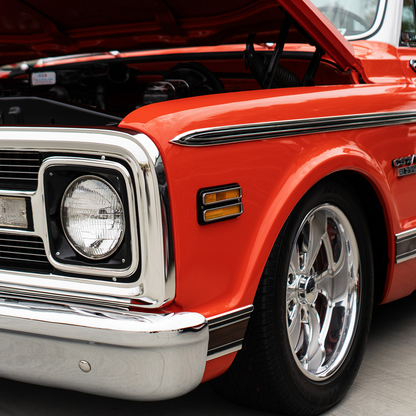 Deluxe Side Marker Light With Stainless Steel Trim For 1968-1972 Chevrolet & GMC Truck-Amber Lens