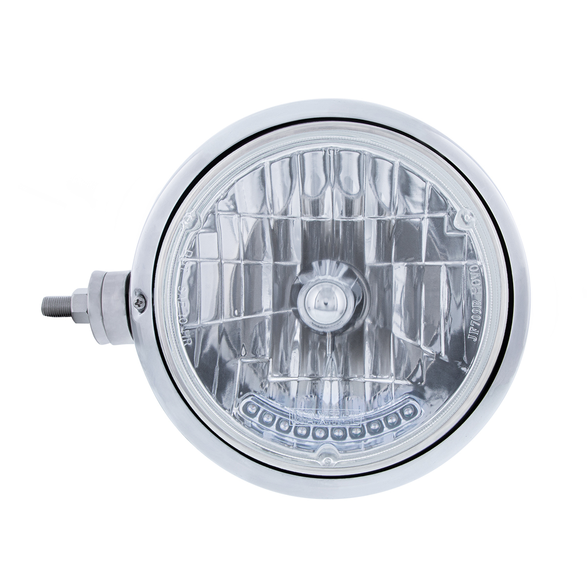 Chrome Guide 682-C Style Headlight Assembly W/Crystal Lens & 10 LEDs Position Light - L/H (Horizontal Mount)