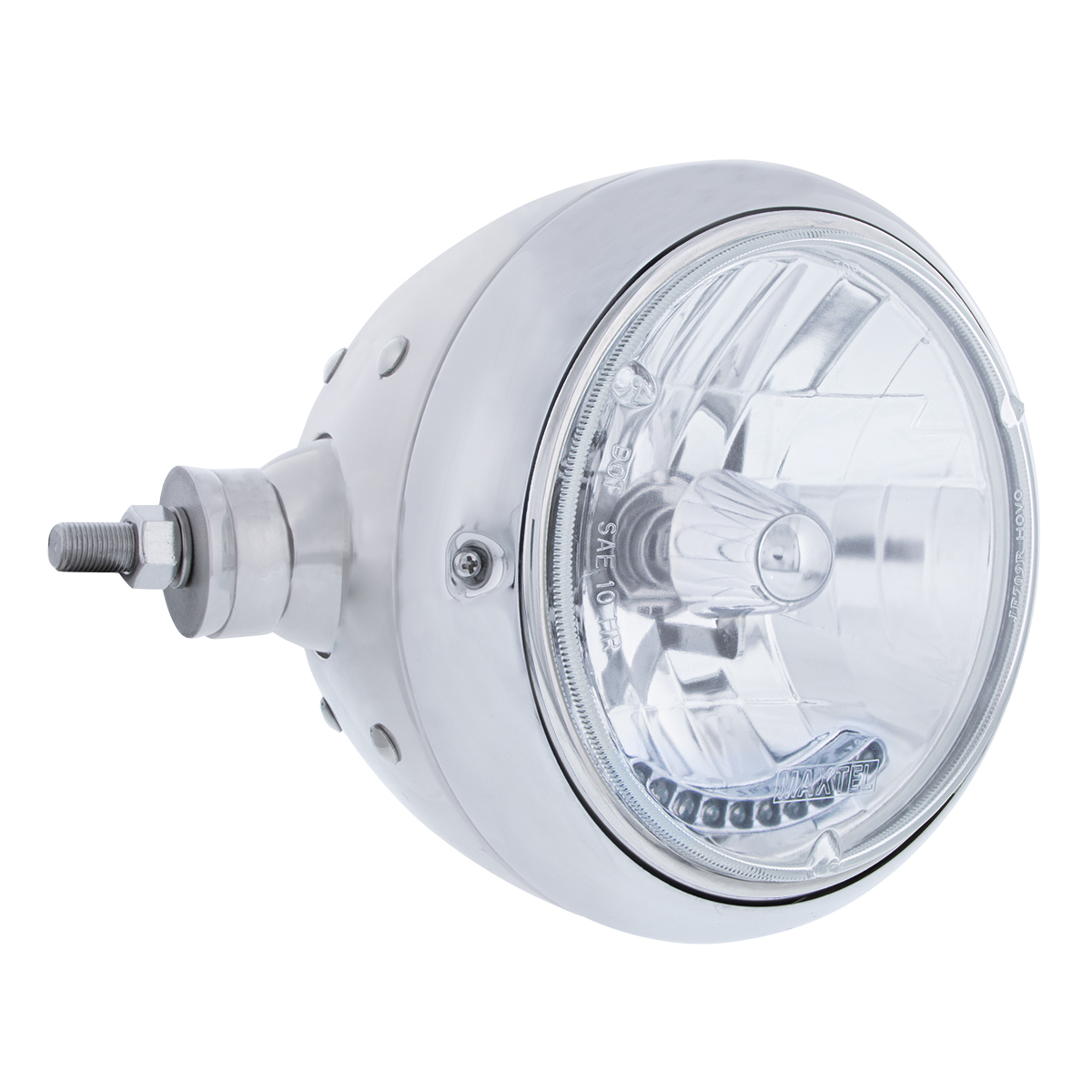 Chrome Guide 682-C Style Headlight Assembly W/Crystal Lens & 10 LEDs Position Light - L/H (Horizontal Mount)