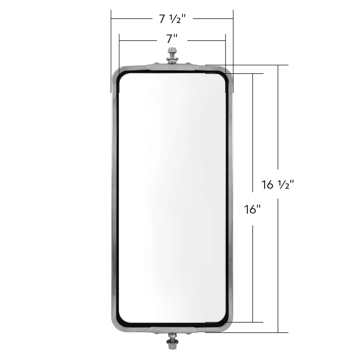 7" X 16" 430 Stainless Steel West Coast Style Mirror - Non Heated