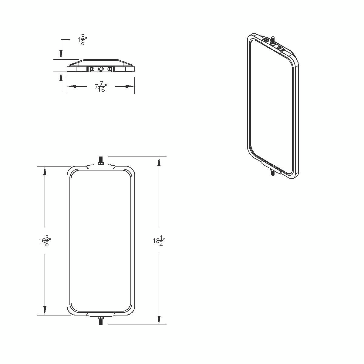 7" X 16" 430 Stainless Steel West Coast Style Mirror - Non Heated