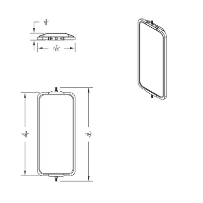 7" X 16" 430 Stainless Steel West Coast Style Mirror - Non Heated