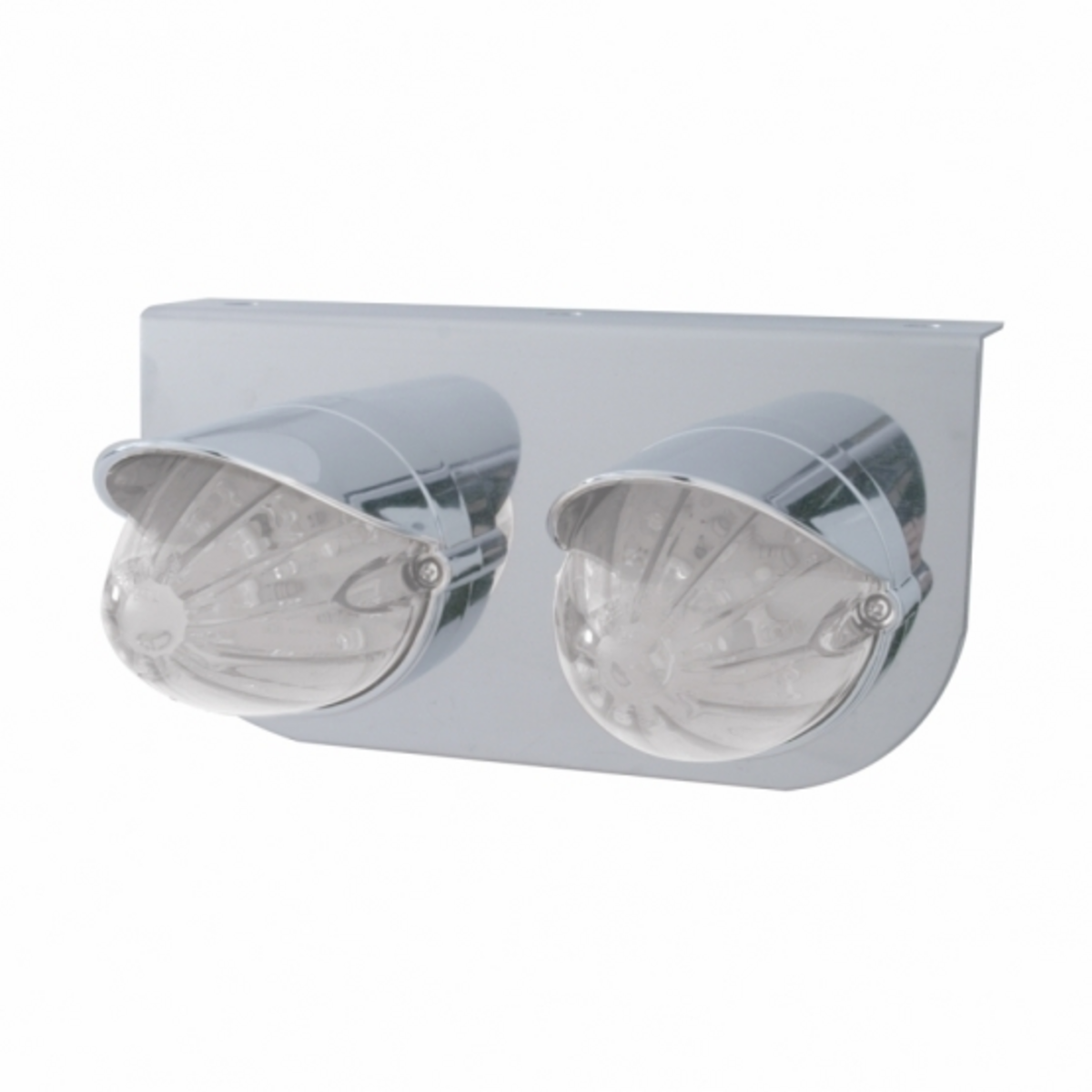 Stainless Light Bracket With 2X 19 LED Watermelon Lights & Visors - Amber LED/Clear Lens