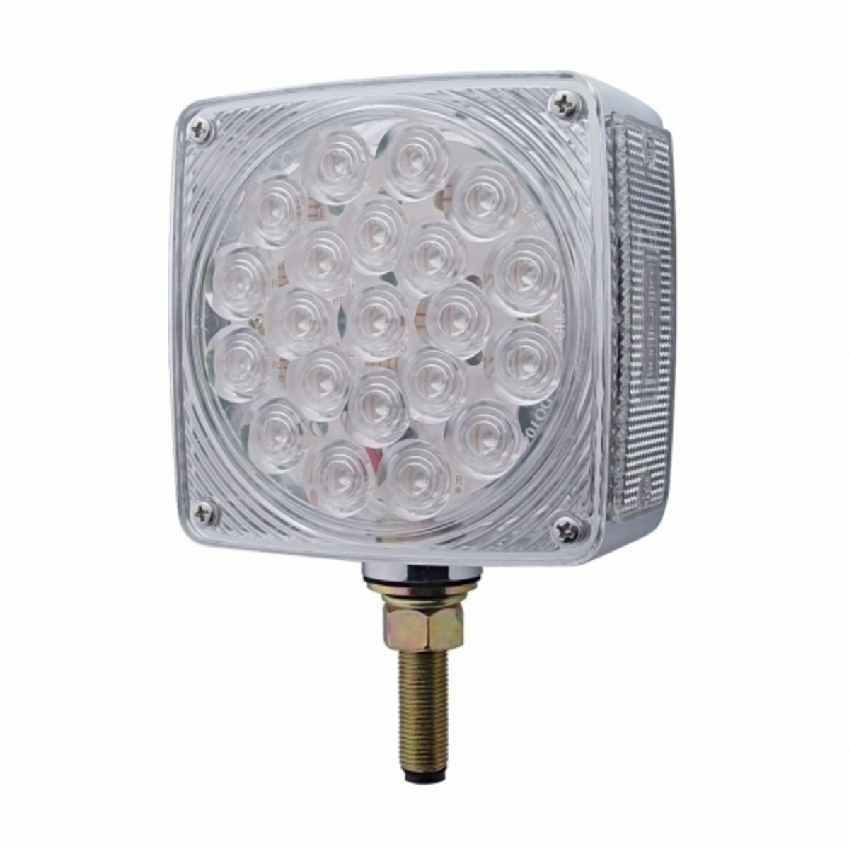 45 LED Single Stud Double Face Turn Signal Light (Driver) - Amber & Red LED/Clear Lens