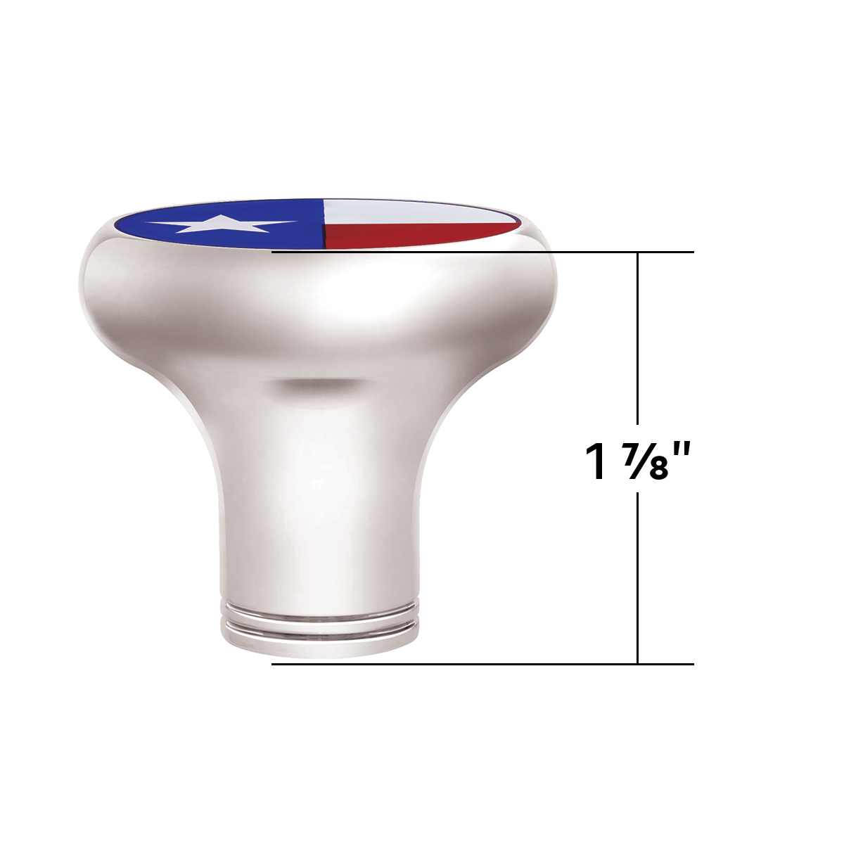 1/2"-13 Thread-On Gearshift Knob With Texas Flag Sticker - Chrome