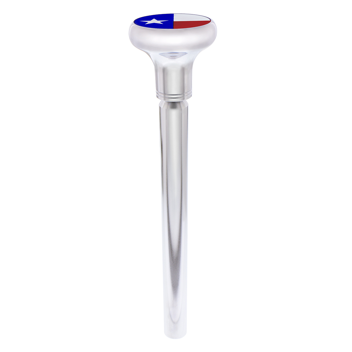 1/2"-13 Thread-On Gearshift Knob With Texas Flag Sticker - Chrome