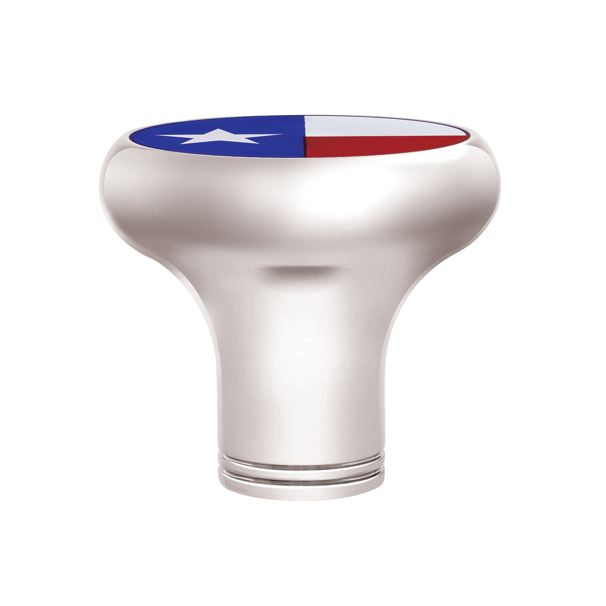 1/2"-13 Thread-On Gearshift Knob With Texas Flag Sticker - Chrome