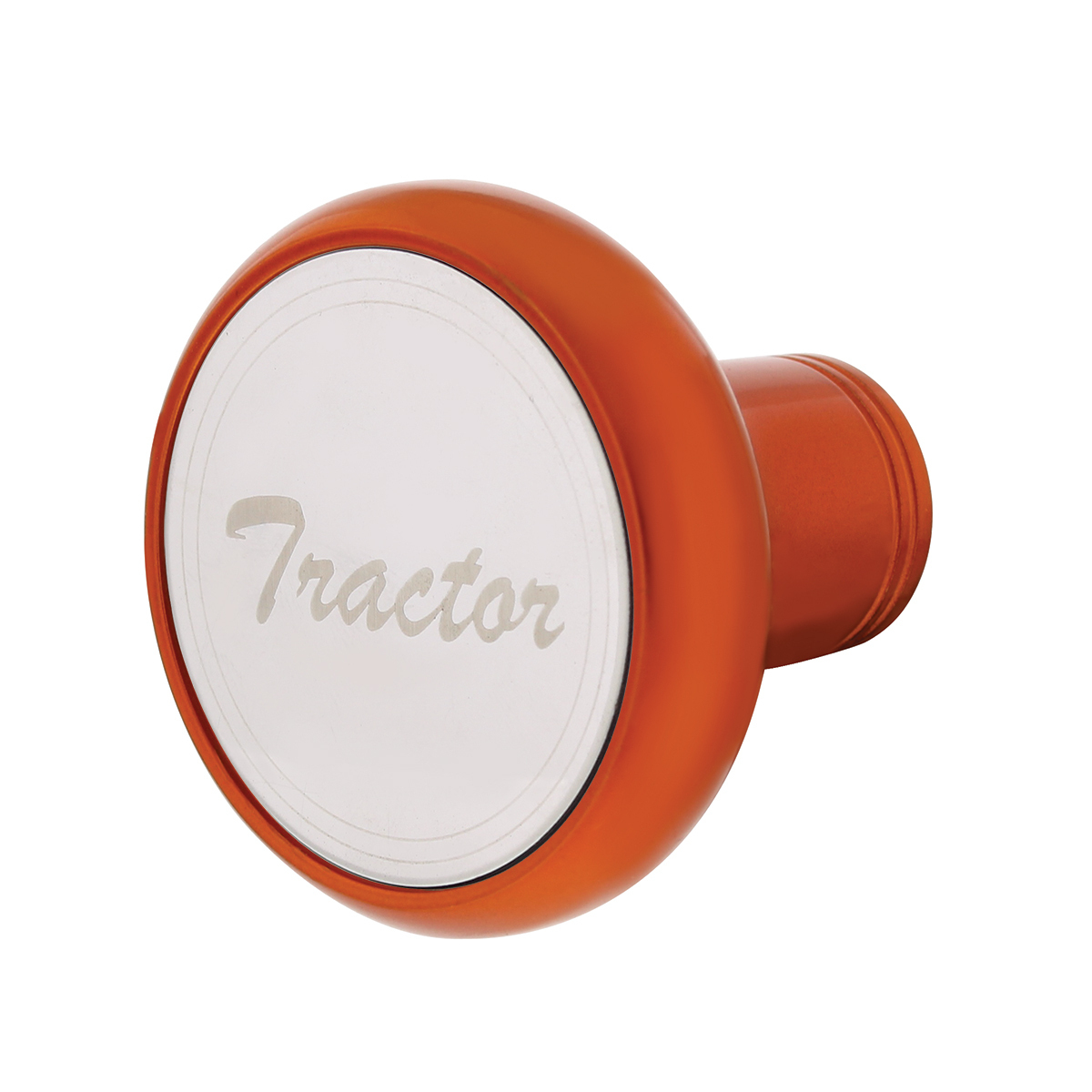 Deluxe Aluminum Screw-On Air Valve Knob With Stainless Tractor Plaque - Cadmium Orange
