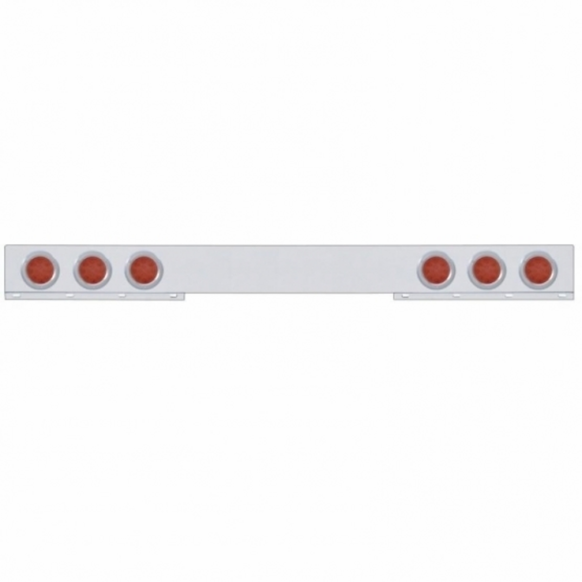 Chrome 1 Piece Rear Light Bar With Six 12 LED 4" Reflector Lights & Bezels - Red LED/Red Lens