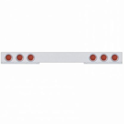 Chrome 1 Piece Rear Light Bar With Six 12 LED 4" Reflector Lights & Bezels - Red LED/Red Lens