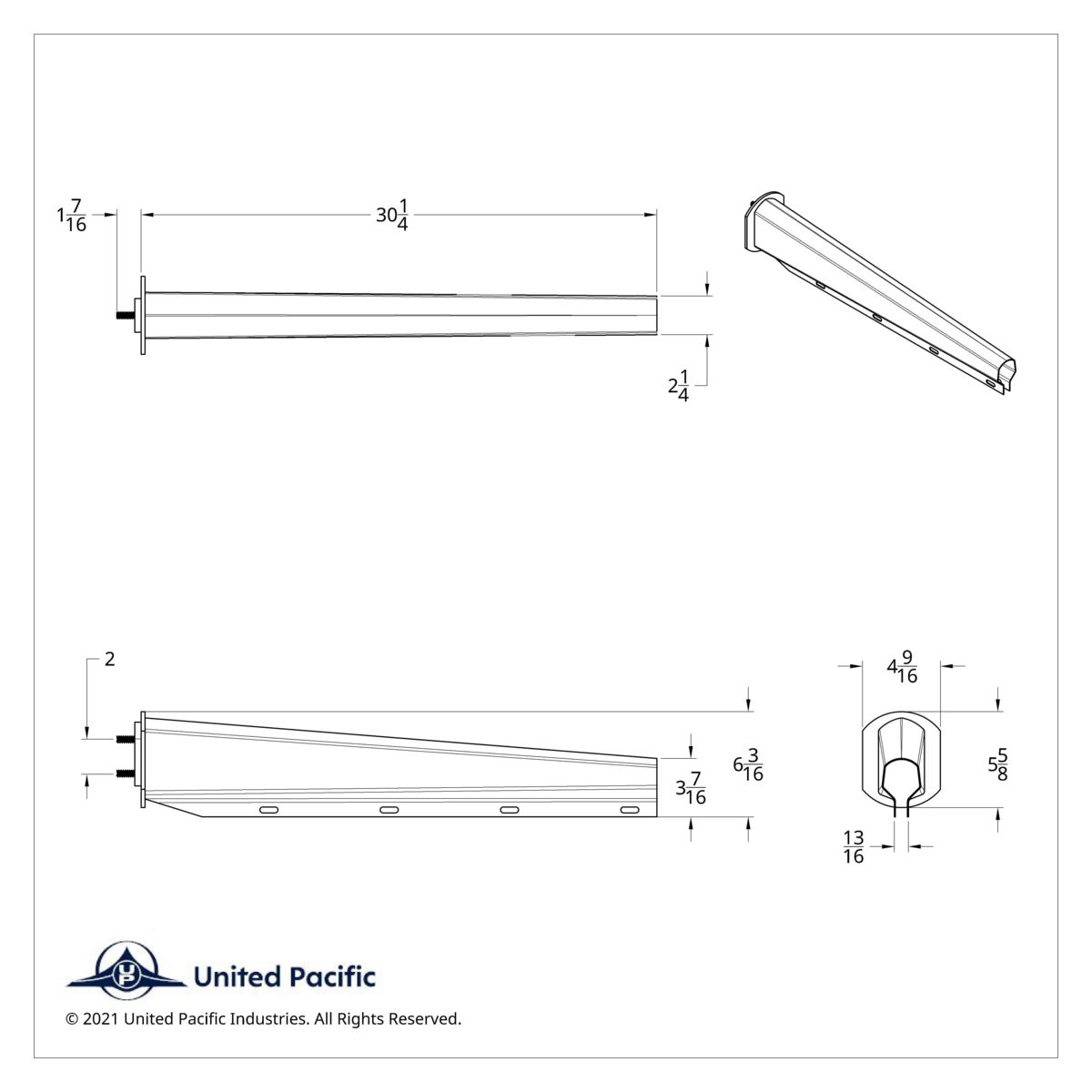 30" Stainless Steel Heavy Duty Mud Flap Hangers With Reflector - 2" Bolt Pattern (Pair)