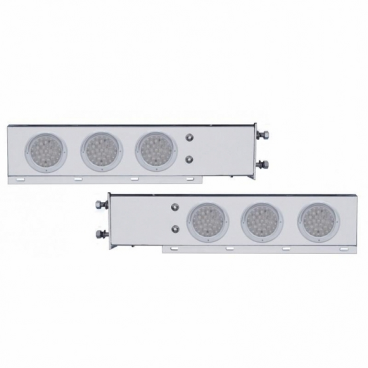 3-3/4" Bolt Pattern SS Spring Loaded Bar With 6X 36 LED 4" Lights & Visors -Red LED/Clear Lens (Pair)