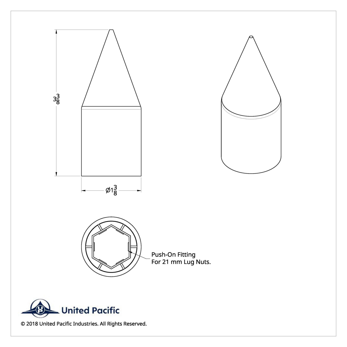Chrome Spike Nut Cover For 1999-2004 Ford F-150, Push-On Style (Bulk)