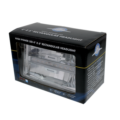 ULTRALIT - 4" X 6" Rectangular LED Headlight With White LED Position Light - High Beam