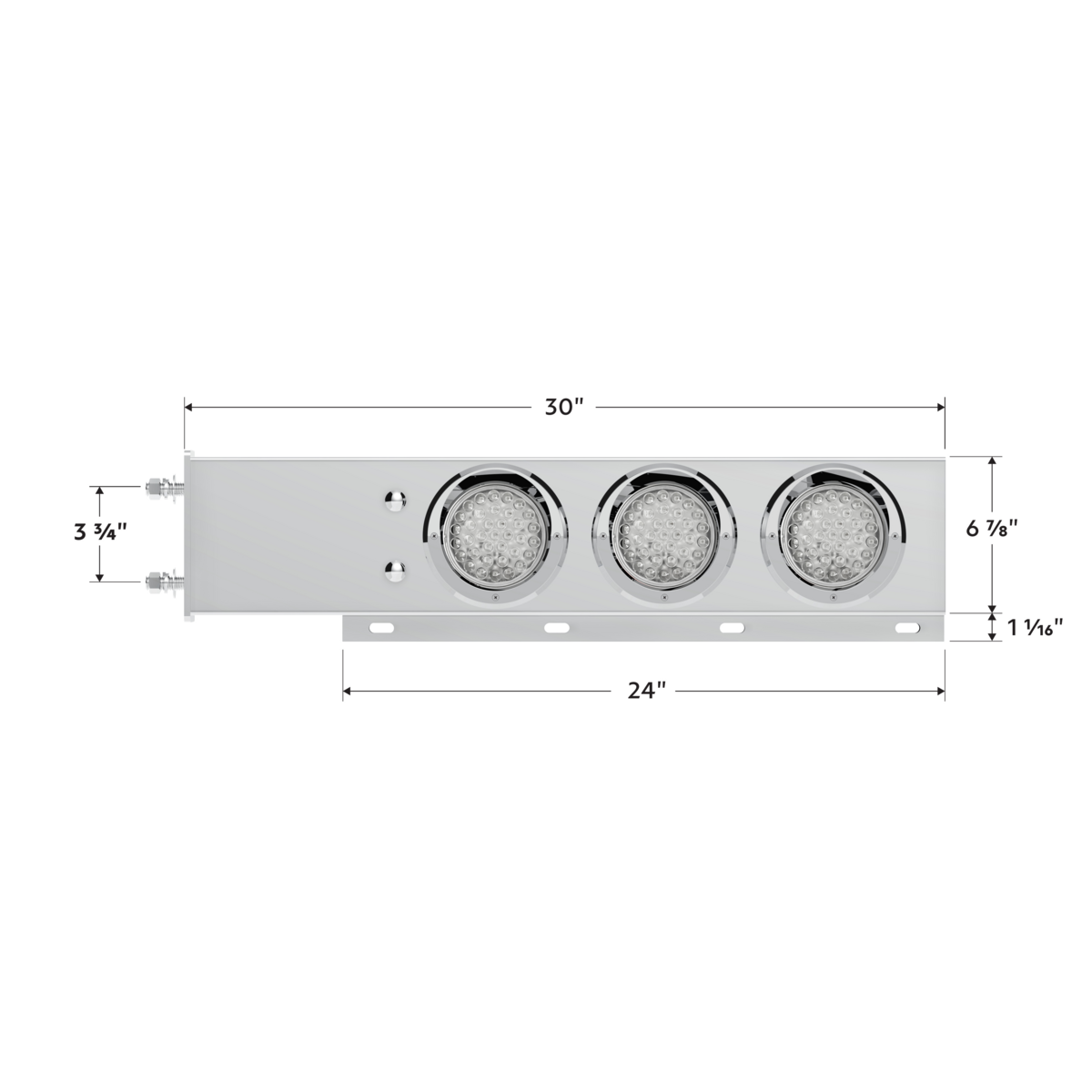 3-3/4" Bolt Pattern Deluxe SS Spring Loaded Bar W/6X 36 LED 4" Light & Visors -Red LED/Clear Lens (Pair)