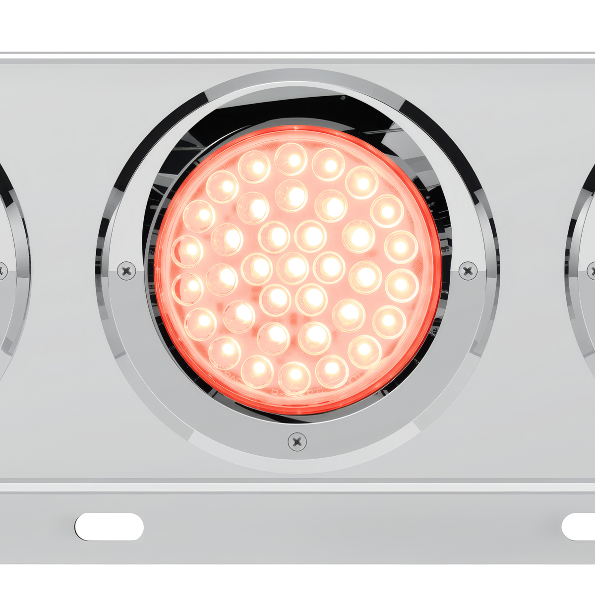 3-3/4" Bolt Pattern Deluxe SS Spring Loaded Bar W/6X 36 LED 4" Light & Visors -Red LED/Clear Lens (Pair)