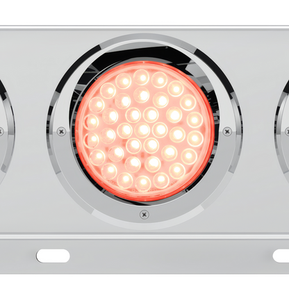 3-3/4" Bolt Pattern Deluxe SS Spring Loaded Bar W/6X 36 LED 4" Light & Visors -Red LED/Clear Lens (Pair)