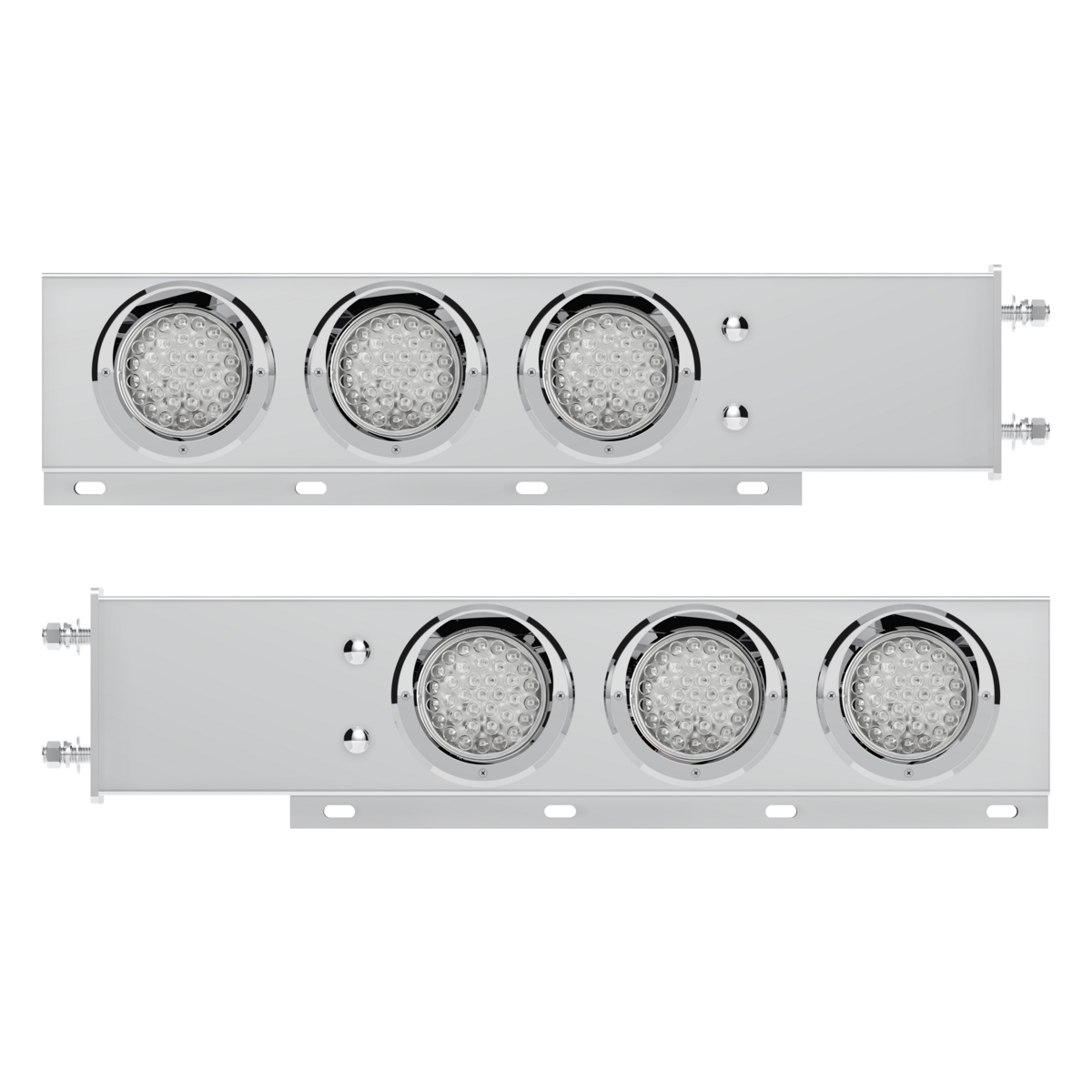3-3/4" Bolt Pattern Deluxe SS Spring Loaded Bar W/6X 36 LED 4" Light & Visors -Red LED/Clear Lens (Pair)