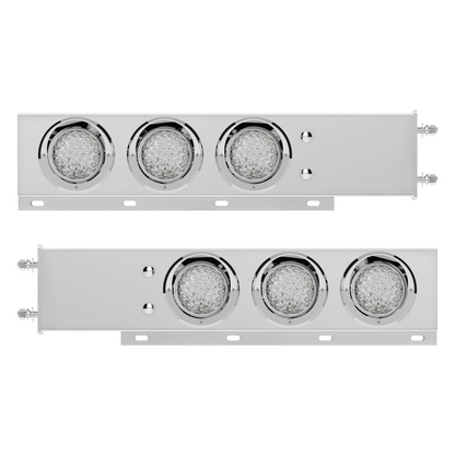 3-3/4" Bolt Pattern Deluxe SS Spring Loaded Bar W/6X 36 LED 4" Light & Visors -Red LED/Clear Lens (Pair)