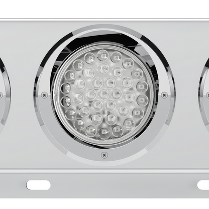 3-3/4" Bolt Pattern Deluxe SS Spring Loaded Bar W/6X 36 LED 4" Light & Visors -Red LED/Clear Lens (Pair)