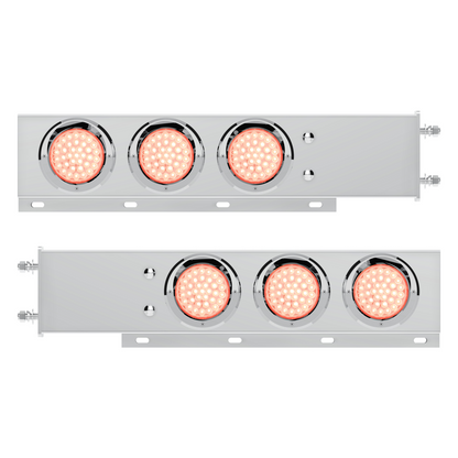 3-3/4" Bolt Pattern Deluxe SS Spring Loaded Bar W/6X 36 LED 4" Light & Visors -Red LED/Clear Lens (Pair)