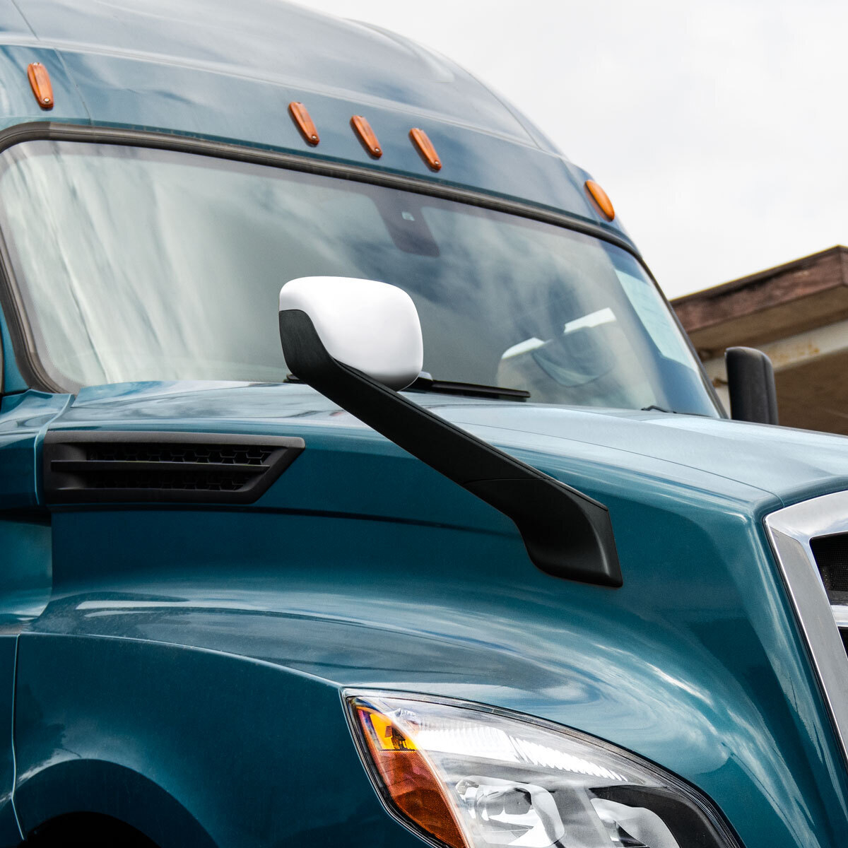 Chrome Plastic Hood Mirror Cover For 2018-2026 Freightliner Cascadia-Driver and Passenger (2pcs)