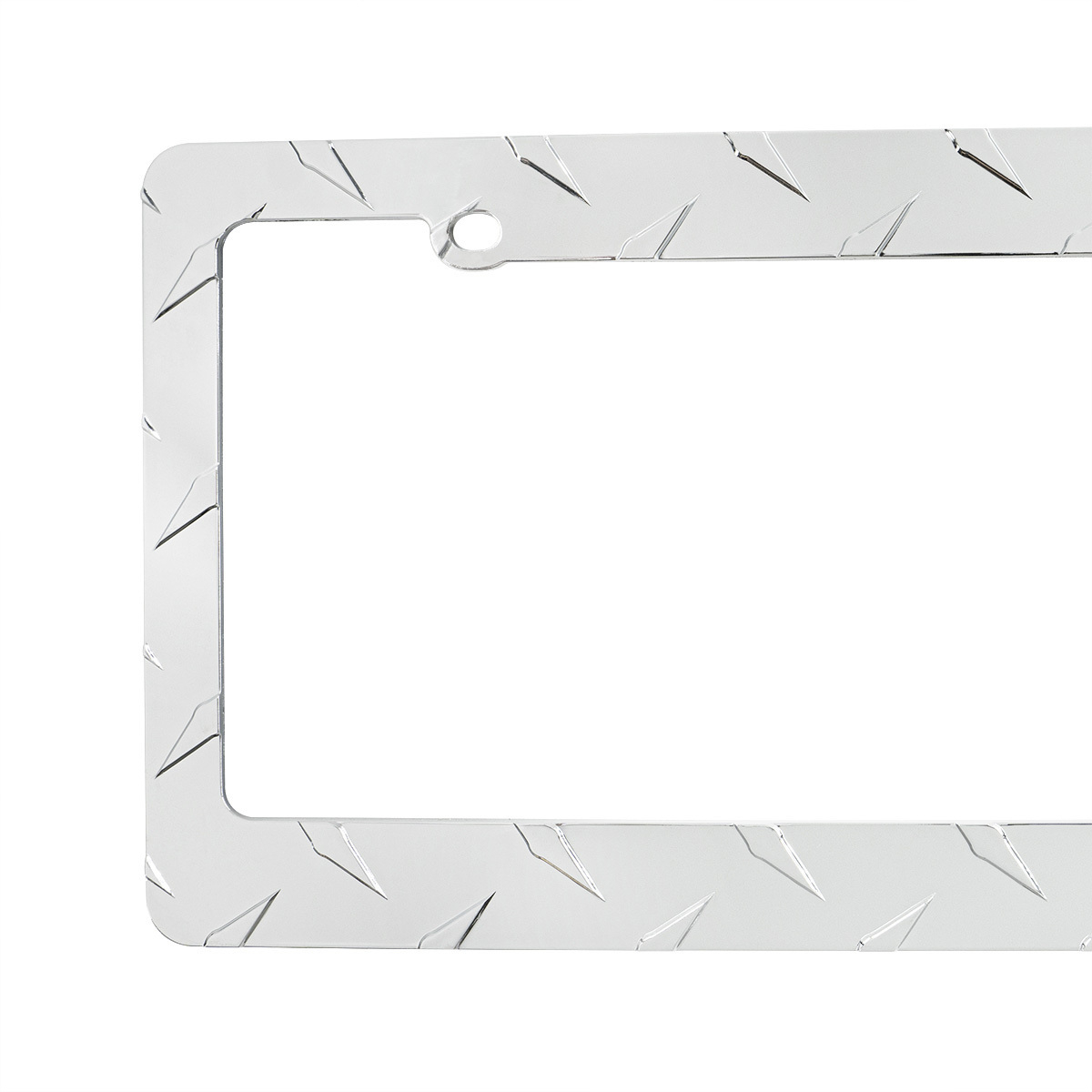 Diamond Plate License Plate Frame - Chrome