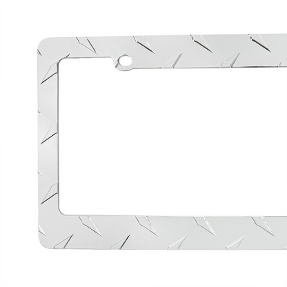 Diamond Plate License Plate Frame - Chrome