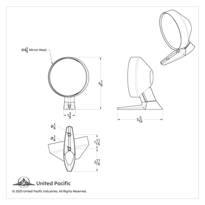 Non-Remote Exterior Mirror For 1964.5-66 Ford Mustang - R/H