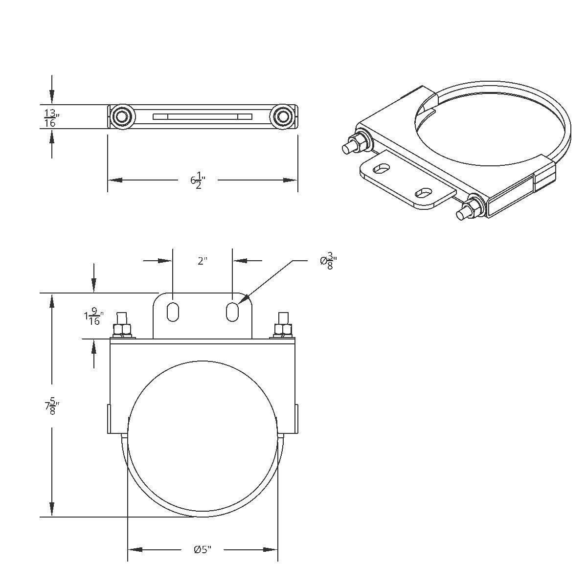 5" Chrome Cab Exhaust Clamp For Peterbilt