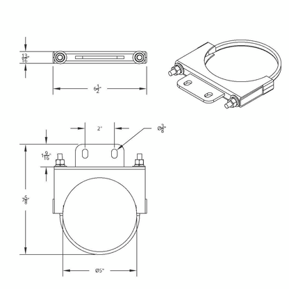 5" Chrome Cab Exhaust Clamp For Peterbilt