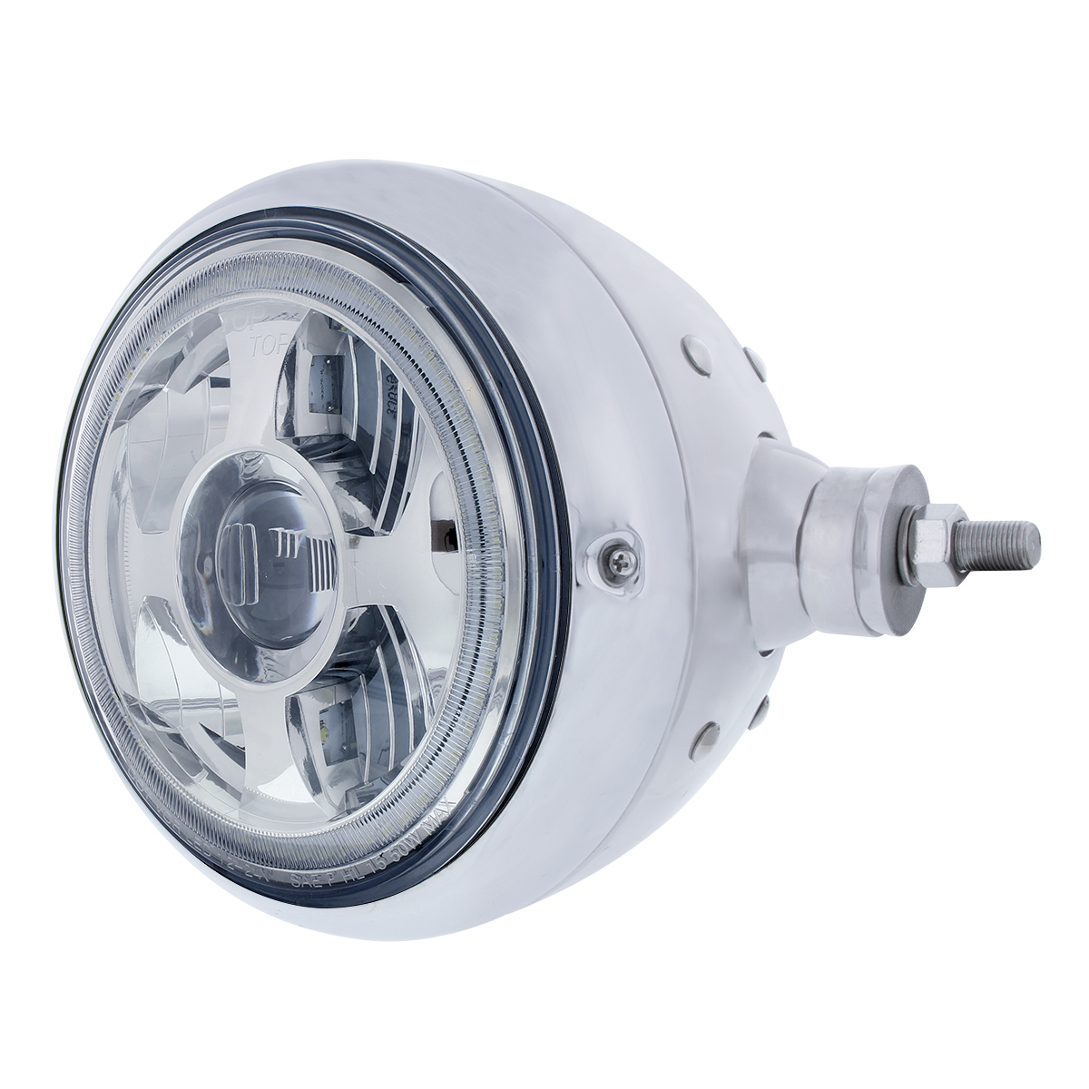Chrome Guide 682-C Style Headlight Assembly W/LED Headlight & Dual Color Position Light - R/H (Horizontal Mount)
