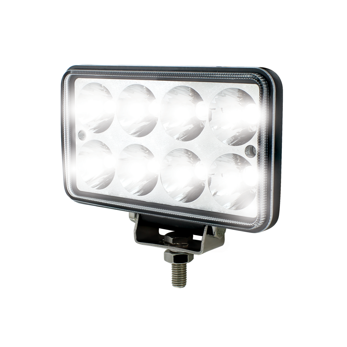 8 High Power LED Rectangular Work Light With Chrome Reflector