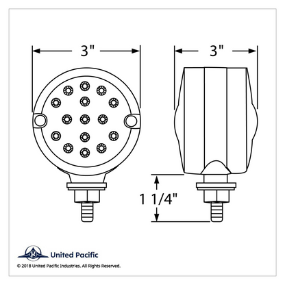 30 LED 3" Dual Function Reflector Double Face Light - Amber LED/Amber Lens