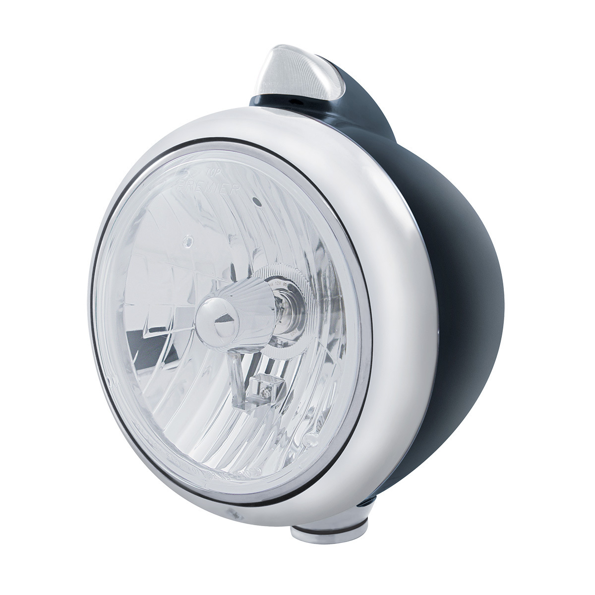 Black Guide 682-C Style Headlight Crystal H4 & Original Style LED Signal - Clear Lens